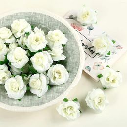 Decorative Flowers 10/20pcs Artificial Silk Cream Rose S Christmas Wedding Bridal Bouquet Diy Home Vase Garden Festival Decoration