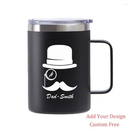 Mugs Double Wall Stainless Steel Coffee Mug 16oz Portable Customised Name Cup Travel Tumbler Milk Tea Cups Office Water