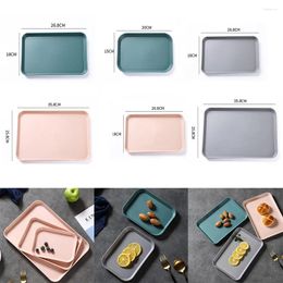 Tea Trays 3 Color Plastic Food Tray Anti-Slip Serving Household Rectangular Storage For Fruit Tray/dinner Plate Kitchen Supplies