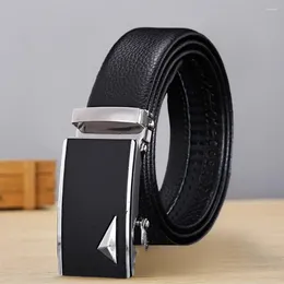 Belts Double Slide Rail Belt High-quality Men's Automatic Business With Smooth Faux Leather Alloy Buckle Durable For Meetings