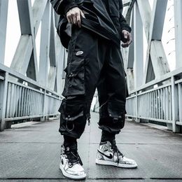 Pantaloni da carico nero houzhou uomini joggers hip hop techwear pantaloni hippie per streetwear tasche taglie forti oversize 240422