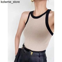 Women's Tanks Camis New In Tank Top for Women Collision Color Camisole Undershirt Retro French Wear Suit Inside Slim Short Tops Casual Tank Tees S24514