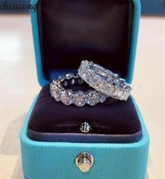 Whole Never Fade Sparkling Luxury Jewellery 925 Sterling Silver Princess Cut White Topaz CZ Diamond Promise Wedding Bridal Ring9467039
