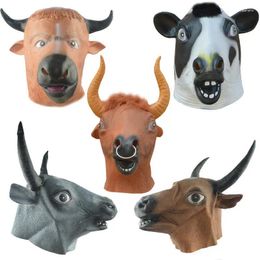 Party Supplies Milk Cow Glue Hood Mask Halloween Ghost Festival Horror Head Horse Face 03#