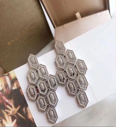 luxury shining crystal charm dangle earrings for women elegant fashion geometry designer silver ear rings party wedding jewelry2070906