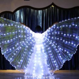 LED Isis Wings Belly Dance Colorful Butterfly Wings Glowing Light Up Costume Performance Clothing for Halloween Christmas Party 240513