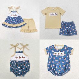 Clothing Sets Wholesale Kids Ducks Tops Shorts Baby Boy Girl Outfit Bodysuit Children Embroidery Summer Set Two Pieces Toddler