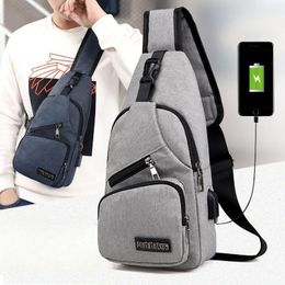 Fashion Boys Shoulder Bag USB Rechargeable Crossbody Mens Antitheft Multifunctional Chest Bags Travel Backpack Handbag 240513