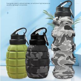 Water Bottles Retractable Foldable Grenade Bottle High Temp Resistant Food Grade Silicone Camouflage Cycling Hiking Sports