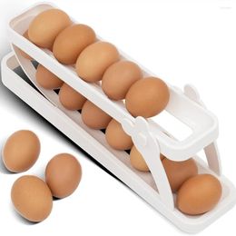 Storage Bottles Double Layer Automatic Rolling Egg Rack Box Basket Container Organizer Roller Refrigerator Dispenser