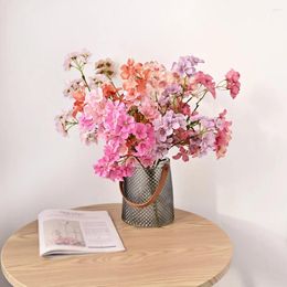 Decorative Flowers 6 Pack Artificial Plant Cherry Blossom Branches Vase For Home Wedding Bridal Holiday DIY Party Fake Plastic
