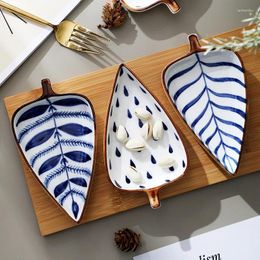 Plates Ceramic Dessert Dishes Creative Leaf Shape Appetiser Tray Tableware Dish Sauce Kitchen Sushi Cake Plate Multipurpose