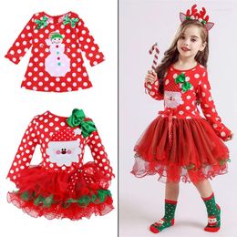 Girl Dresses Christmas Baby Girls Xmas Polka Dot Vintage Dress Santa Claus Tutu Outfits Princess Party Skirt Giveaway Hairband