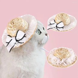 Dog Apparel Pet Sun Hat Stylish Adjustable Elegant Style Puppy Headwear Straw Accessories Cat