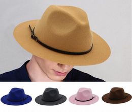 Women Men Wool Vintage Gangster Trilby Felt Fedora Hat With Wide Brim Gentleman Elegant Lady Winter Autumn Jazz Caps G UDyj4546148
