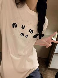 Women t shirt designer tops Tee Diamond studded short sleeved t-shirt for women with loose design spring and summer Summer Trend top