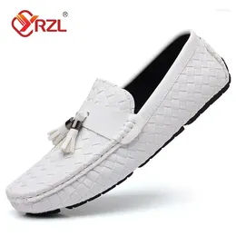 Casual Shoes YRZL White Loafers Men Handmade Leather Slip On Driving Flats Comfortable Moccasins Big Size 48