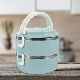 Dinnerware Double Layer Insulated Lunch Box Lunchbox Outdoor Bento Container Insulation Students Plastic Travel Holder
