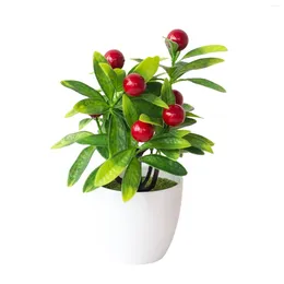 Decorative Flowers Fake Flower Artificial Apple Tree Imitation Plants Fruit Bonsai Potted Party Decoration Realistic Garden Home Artifical