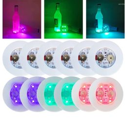 Table Mats 5pcs Set LED Luminous Coasters Light Up Glass Drinking Bottle Cup Mat For Parties Weddings Bar Christmas Home Pub