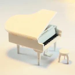 Window Stickers Wooden Stool Music Box Piano Simulation Handicraft Home Decoration Festival Gifts-Original Color