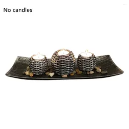 Candle Holders Festive Ornament Candlescape Set Home Birthday Resin Craft Durable Gift Easy Use Desktop Holder Rattan Design Rustic