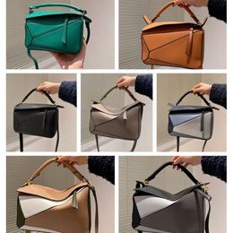 2024New5A Designer Bag Genuine Leather Handbag Shoulder Bucket Woman Bags Puzzle Clutch Totes Crossbody Geometry Square Contrast Color Patchwork