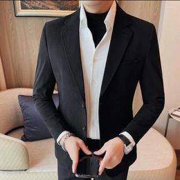 Men's Suits British Style Autumn Winter Men Blazers Solid Colour Casual Business Suit Jacket Office Social Wedding Banquet Formal 2024