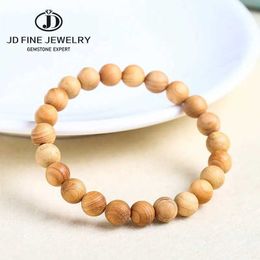 Charm Bracelets JD Thuja Bracelets Beads 8mm Tibetan Buddhist Meditation Simple Jewelry Natural Color Mala Prayer Beads bracelet For Men Women Y240510