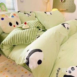 Cotton Childrens Cartoon Bedding Dormitory Three Piece Set of Pure Small Fresh Four Mens Sheet and Fitted