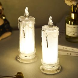 Candle Holders Candles Light Lamp LED Tealight Romantic Creative Flameless Battery Glass Holder Gift Home Table Decoration