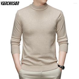 Men's Sweaters Men Knit Tops Pullover Warm Basic For Autumn Winter Sweater Mock Neck Solid Male Fashion Casual Clothing 0755