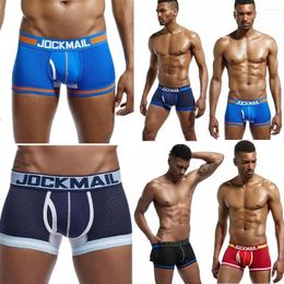 Underpants 1pcs Mens Sexy Briefs Mesh Stitching Boxer High Shorts Strip Quality Breathable Nylon U8K5