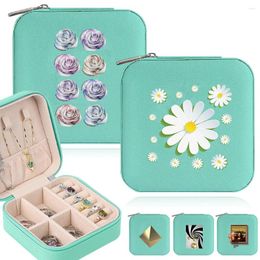 Cosmetic Bags PU Leather Waterproof Jewelry Box Portable Storage Case Device Necklace Ring Earrings Display 3D Pattern Series