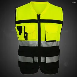 Motorcycle Apparel Reflective Vest High Visibility With Zip Cycling Jacket For Warehouse