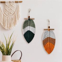 Decorative Figurines 2Pcs Nordic Tassel Leaf Macrame Wall Hanging Tapestry For Kid Room Bohemian Style Baby Bedroom Pendant