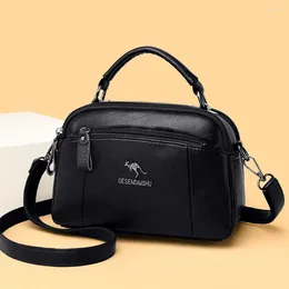 Shoulder Bags Women's Luxury Soft Pu Leather Small Boston Handbags Trendy Simple Travel Messenger Bag Ladies Solid Colour Retro