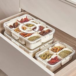 Storage Bottles 4/8 Separated Seasoning Box Special Design Dustproof Plastic Divided Serving Tray Snack Platters For Kitchen