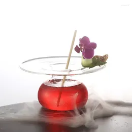 Wine Glasses Creative UFO Cocktail Glass Bar Restaurant Glassware Tableware Flying Saucer Smoothie Juice Cup Japan Cuisine Dry Ice Art Plate