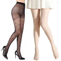 Women Socks Aesthetic Patterned Sheer Silky Tights Stockings JK Sweet Love Dot Print Seamless Pantyhose Leggings Hosiery