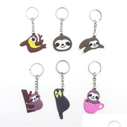 Party Favour Pvc Sloth Keychain Cute Cartoon Pendant Car Accessories Keyring Gift Key Chain Drop Delivery Home Garden Festive Supplies Dhb0Y