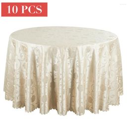Table Cloth 10PCS Wedding El Square Beige Gold White Jacquard Tablecloths Decor Home Dining Round Covers Wholesale