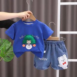 Clothing Sets Summer Kids Tracksuits 1-5 Years Baby Boys Clothes Cartoon Hat Bear Short Sleeve T-shirts Shorts Two Piece Toddler Outfits
