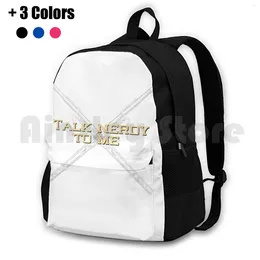 Backpack Talk Nerdy To Me-Bassoon Outdoor Hiking Waterproof Camping Travel Band Marching High School