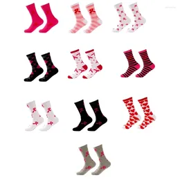 Women Socks Pink Ribbon Breast Cancers Awareness Ankle/Crew For Hope Cotton Bootie Calf