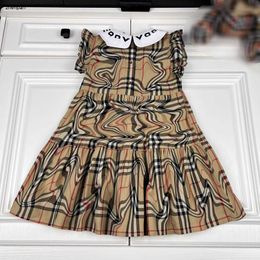 Top girl dresses designer baby skirt Size 90-160 Cross Coloured Stripe Design child dress sleeveless toddler frock Dec20