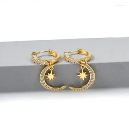 Dangle Earrings 1 Pair Fashion Crystal Moon Star For Women Copper Sweet Chic Style Temperament Earring Wedding Jewellery Gifts