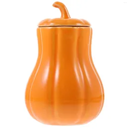 Storage Bottles Candy Jar For Office Desk Ceramic Jars With Lids Containers Creative Snack Canisters Pumpkin Shaped Tea