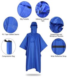 Multifunctional High Quality Men Women Rain Coat Reflective Strip Zipper Long Raincoat Waterproof Rainwear At Outdoor Rain Tools6679458