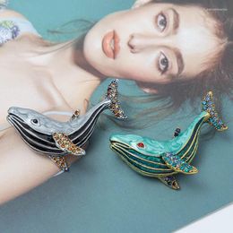 Brooches Ladies Rhinestone Oil Drop Whale Brooch Crystal Collar Party Suit Coat Clothing Decoration Corsage Pin